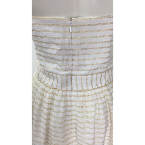 Lilly Pulitzer Strapless Metallic Gold White Stripe Beautiful Dress Sz.12 - Picture 4 of 5